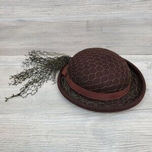 Vintage Belvedere brown wool netted hat rolled brim union label